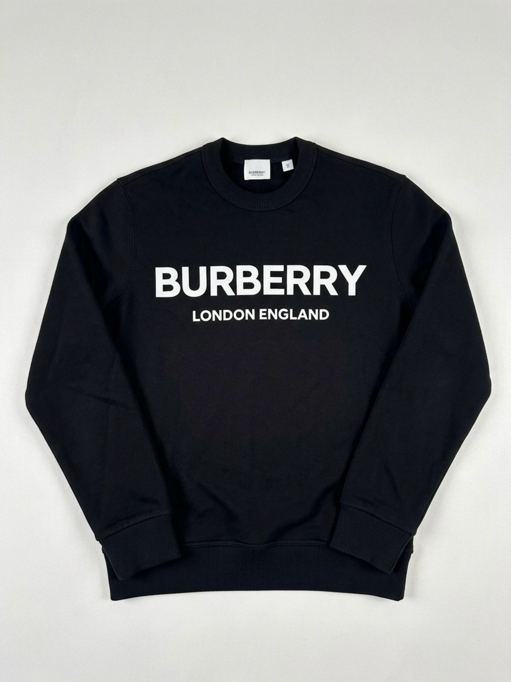 Burberry Black Crewneck Sweatshirt with White Logo